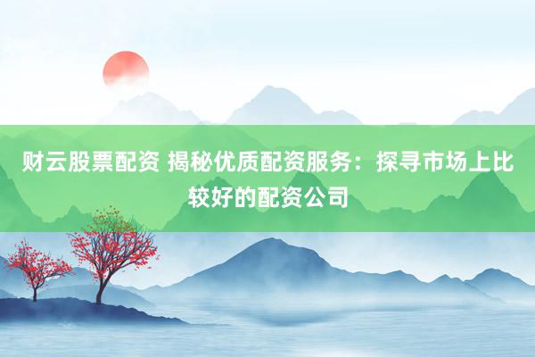 财云股票配资 揭秘优质配资服务：探寻市场上比较好的配资公司