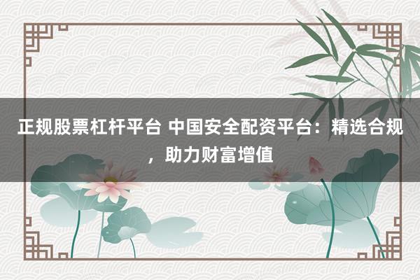 正规股票杠杆平台 中国安全配资平台：精选合规，助力财富增值