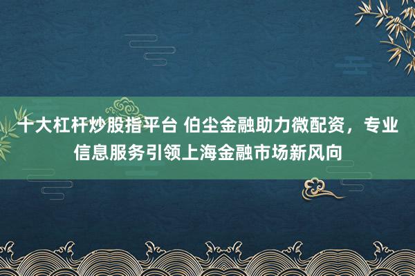 十大杠杆炒股指平台 伯尘金融助力微配资，专业信息服务引领上海金融市场新风向