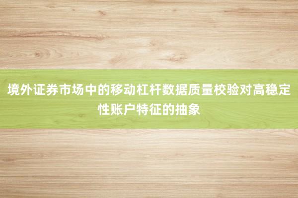 境外证券市场中的移动杠杆数据质量校验对高稳定性账户特征的抽象