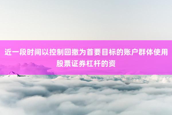 近一段时间以控制回撤为首要目标的账户群体使用股票证券杠杆的资